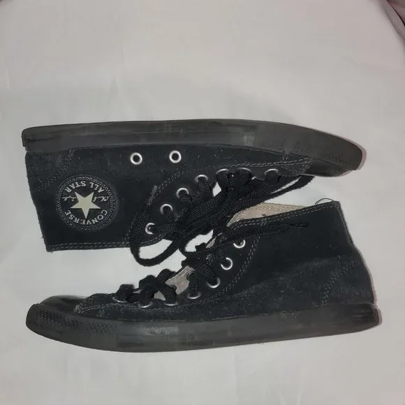 Womens Black Suede Mid Ankle Converse Size 6.5 - Picture 6 of 8